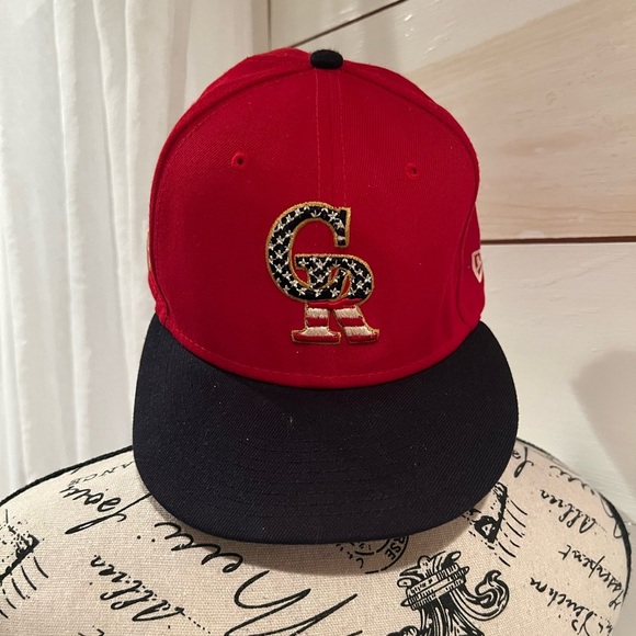 Colorado Rockies flat bill baseball cap, size 7 3/8, EUC, American, NEW ERA - Picture 1 of 5